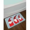 thumbnail image 2 of Gnome Bath Mat, Funny Elves in Santa Clothes Xmas Theme in Winter with Snowflakes Humor, Plush Bathroom Decor Mat with Non Slip Backing, 29.5" X 17.5", Vermilion Ruby Pale Blue, by Ambesonne, 2 of 2