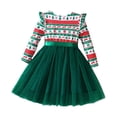 thumbnail image 2 of iiniim Baby Girls Outfits Toddler Kids Long Sleeve Xmas Holiday Party Mesh Midi Dress Green Tree 120/7Y, 2 of 7