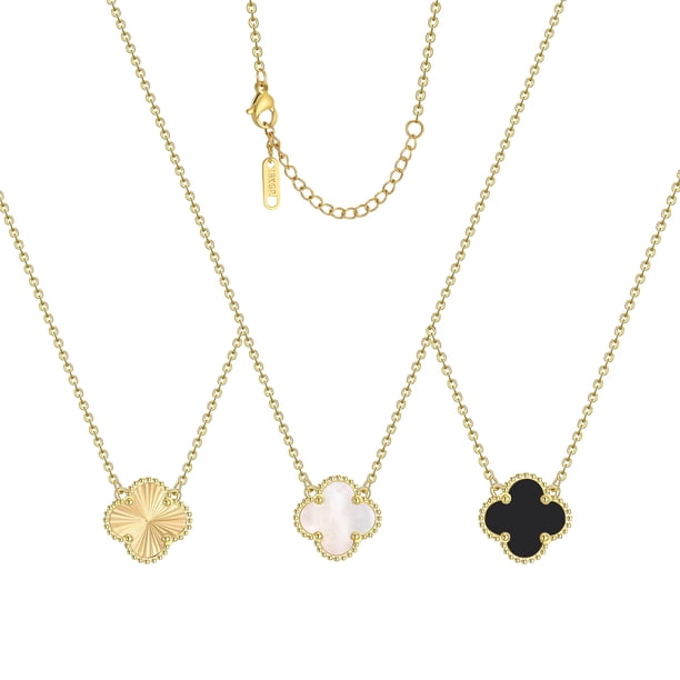 Set de joyería AIPPK con collar colgante de trébol, 3 piezas, chapado en oro