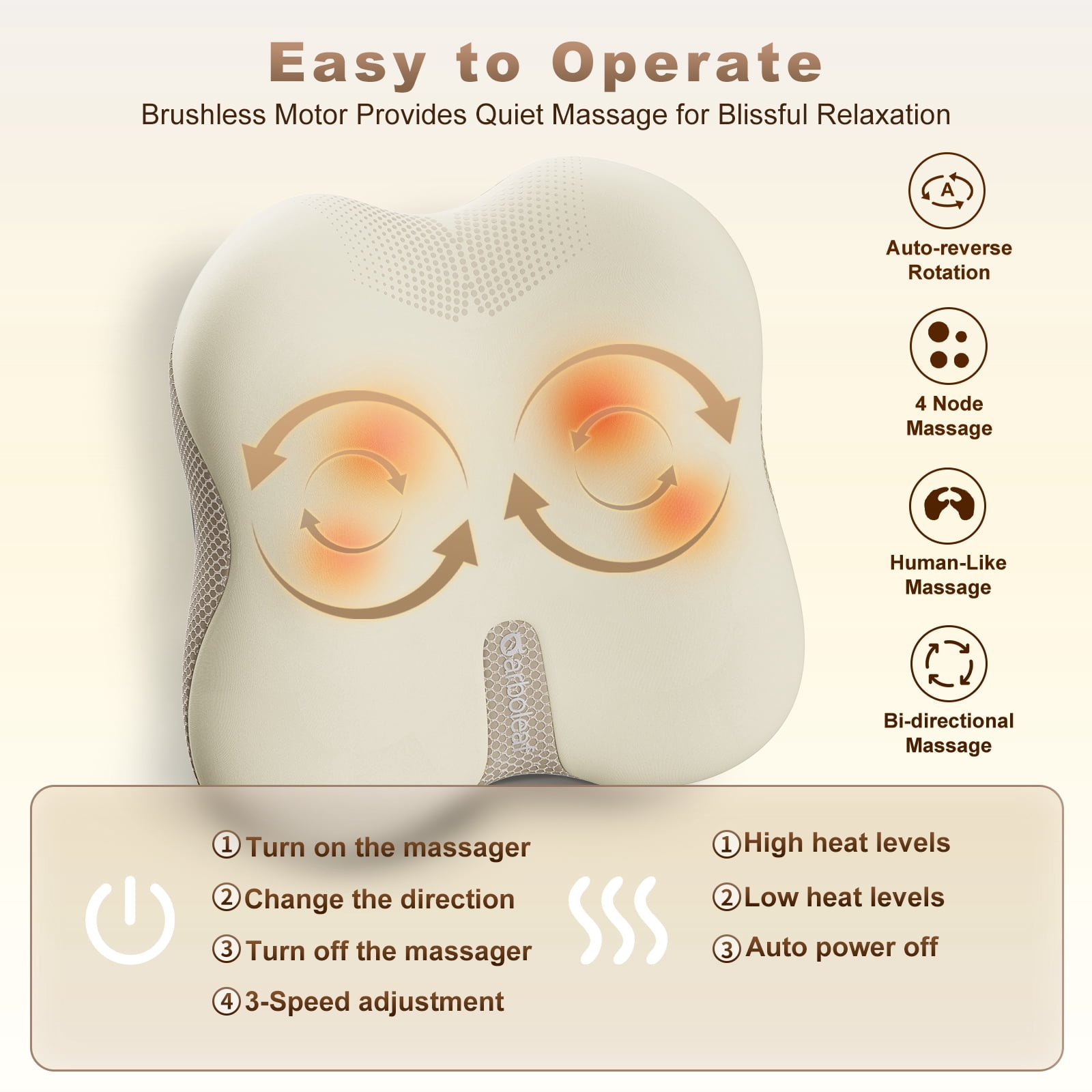 Arboleaf Cordless Shiatsu Back Massager with Heat, Game Day Relief for Soccer Fans – Deep Tissue Relief, Bluetooth App, Father's Day Gift