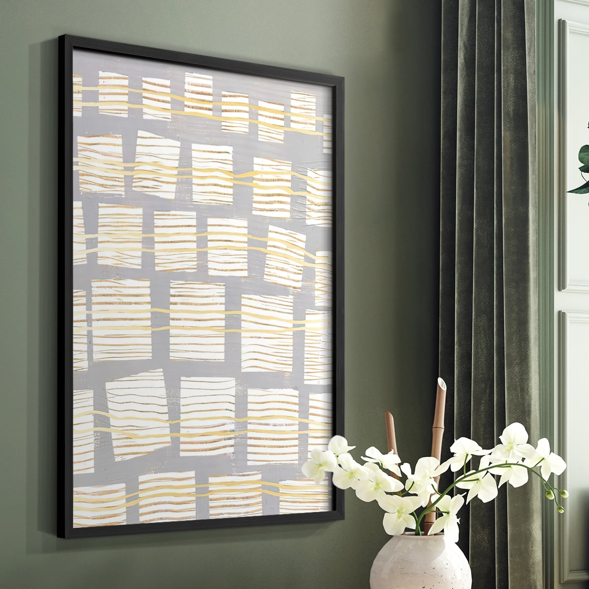 Networks I Framed Print in Black Solid Wood Framed Print No Nail Hanging