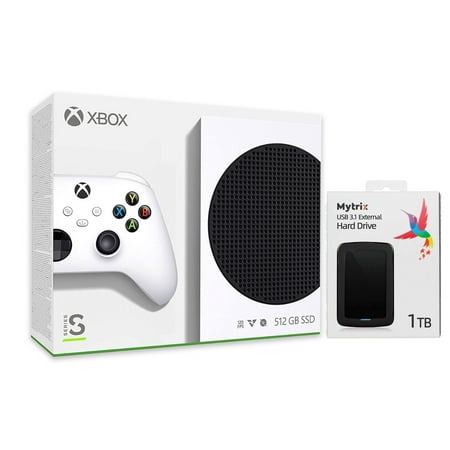 Microsoft Xbox Series S All Digital Gaming Console 512GB Solid State Drive White Xbox Console and Wireless Controller with Mytrix USB 3.0 1TB External HDD Storage