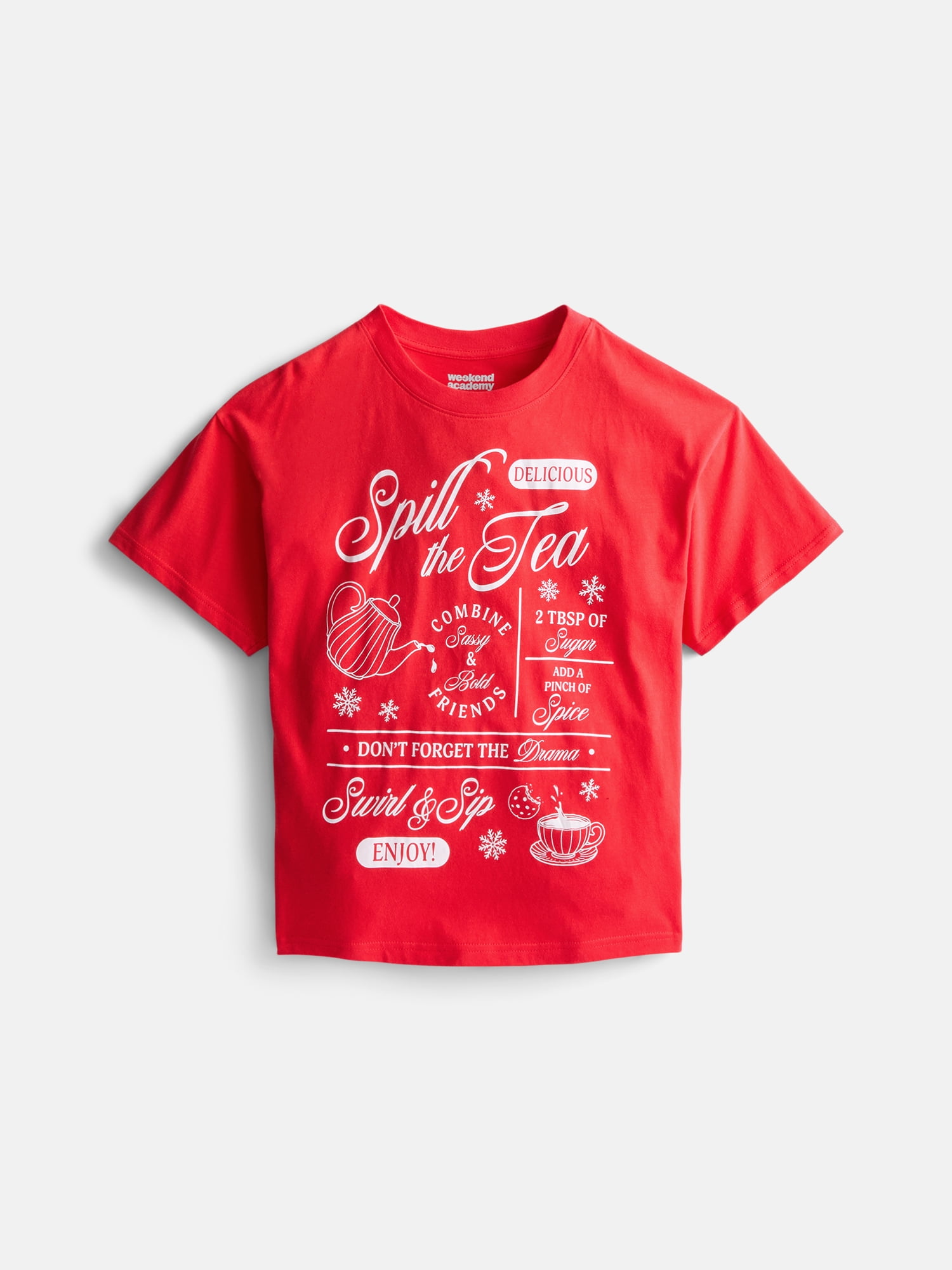 Weekend Academy Girls Oversized Graphic Cotton Tee with Short Sleeves, Sizes 4-18