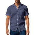 thumbnail image 6 of Men's Casual Linen T-Shirt Turndown Collar Solid Color Breathable Sports Top, 6 of 8
