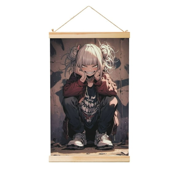 My Hero Academia Himiko Toga Wooden Shaft Hanging Poster Home Decor Poster Wall Art Painting For Living Room Bedroom 12"X18"