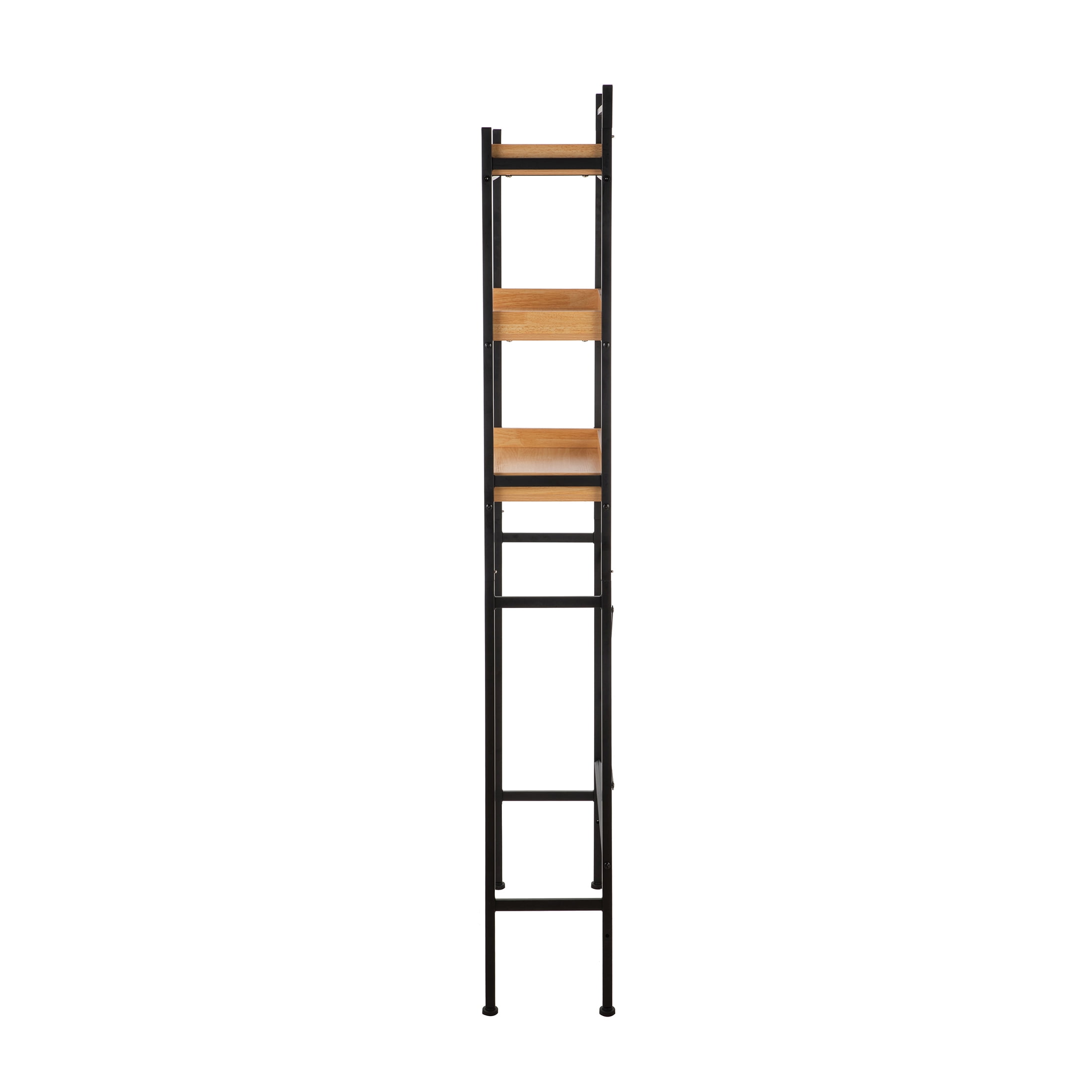 HomeZone Bathroom Quick-Assembly 3-Shelf Steel Storage Shelves with MDF Wood Grain Veneer, Matte Black