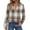 Light Brown, variant on Women's Fashion Athleisure Long-Sleeve Plaid Print Stand-Collar Polo Shirt Top, Comfortable & Skin-Friendly & Breathable, Gifts for Women