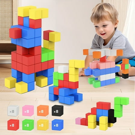 64 PCS Magnetic Blocks Toddler Toys Sensory Toys Magnetic Building Blocks Toys for Toddlers 3 4 5 6 7 8  Years Old Boys Girls, Ideal For Christmas Halloween Birthday Gift