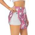 thumbnail image 2 of Bixox Women's Rabbit Holding Flowers pattern 2 in 1 Running Shorts - Lightweight Athletic Workout Gym Yoga Shorts Liner with Pockets - X-Large, 2 of 7