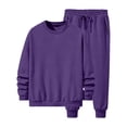 thumbnail image 4 of Nokdvo Men's 2 Piece Outfits Long Sleeves Crewneck Set Stretchy Solid Color Sweatsuits with Pockets Jogging Casual Athletic Outdoor Fashion Tops and Pants Sweatsuits,Purple S, 4 of 4