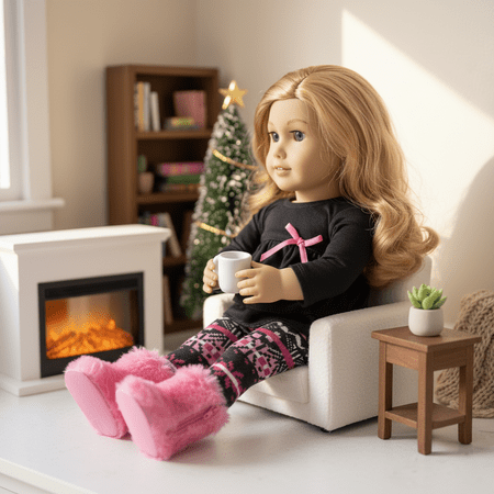 Sophia's Ikat Print Knit Leggings, Long-Sleeved Top, & Fuzzy Boots Outfit for 18  Dolls, Hot Pink/Black