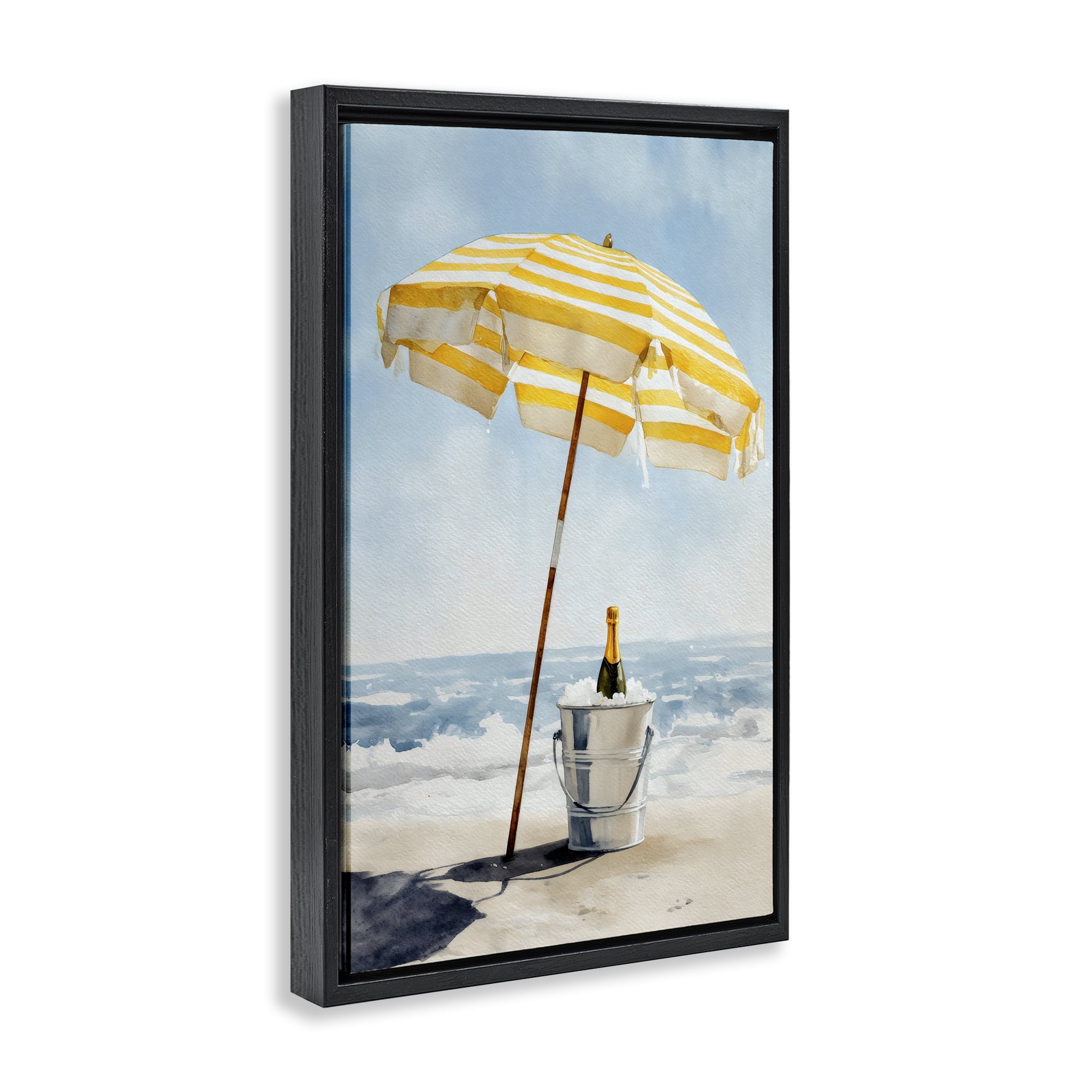 Stupell Industries Sunshine Celebration at Seaside Black Framed Floater Canvas Wall Art, design by Petal Prints Design