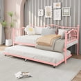 thumbnail image 1 of Yeshouse cama de metal con nido, dos camas individuales con cama abatible, soporte de acero, sin box spring, ideal para sala, apartamento o espacios pequeños, 1 of 9
