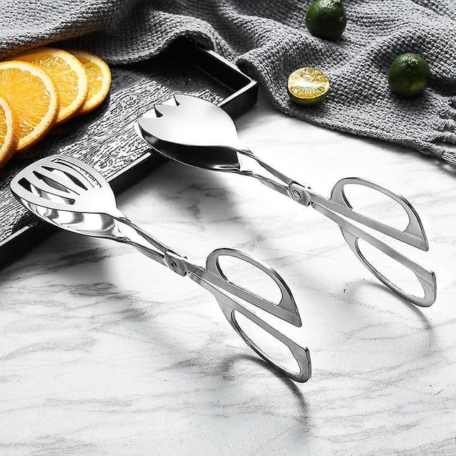 Pinzas para ensalada (2 uds.), pinzas de acero inoxidable resistentes, pinzas para ensalada para servir, pinzas para servir pequeñas, pinzas de cocina perfectas