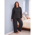 thumbnail image 4 of Cueply Women's Plus Size Pajama Sets Long Sleeve Tops and Pants Soft Lounge Sleepwear Set Casual Pjs with Pockets, 4 of 9
