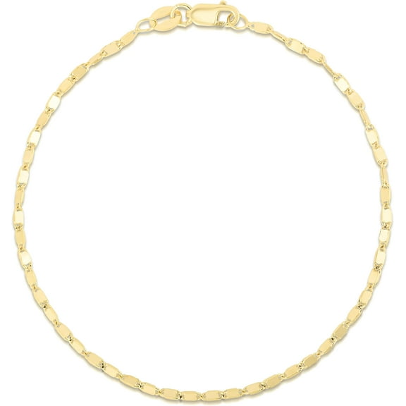 Floreo 10k Yellow Gold 1.5mm Lumicina Mirror Snail Link Chain Bracelet or Anklet