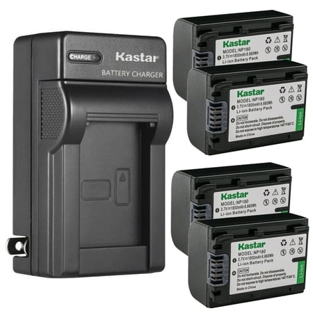 Kastar 4-Pack Battery and AC Wall Charger Replacement for Ordro NP-180 NP180 Battery ORDRO HDR-AE8 UHD 1080P 60FPS DV Camera Ordro AE8 Digital Camcorder HD 4K 3 inch IPS Touch Screen Vlog DV Camera