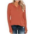 thumbnail image 1 of hotojiny Plus Size Tops for Women Casual Long Sleeve Button Henley Shirts 2025 Spring Soft Loose Solid Color Tunics Tee, 1 of 7