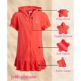thumbnail image 2 of Pink Platinum Girls Swim Cover Up - Hooded Terry Cloth Zip Up Swimsuit Coverup Dress for Girls, 2 of 7