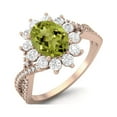 thumbnail image 2 of Princess Diana 8X6mm Oval Peridot 925 Sterling Silver Rose Vermeil Solitaire Valentines Day Gifts Ring, 2 of 3