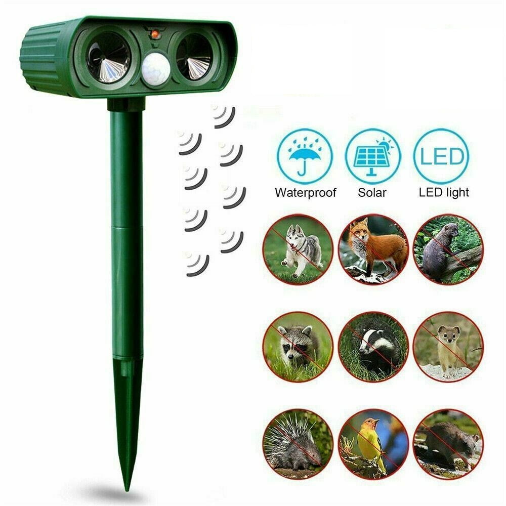 Animal Repeller Ultrasonic Solar Power Outdoor Pest Cat Mice Deer Sensor 1 Pk