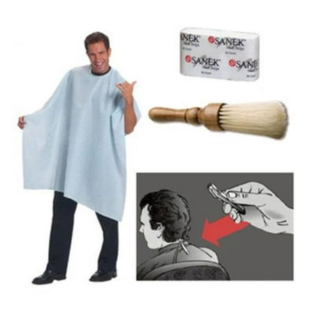 Barber Stripe - Classic Stripe Barber Cloth, With Neck Duster And Sanek Strips With Free Cloth Clip, Seer-sucker Nylon, Snap closure, Nylon Neck Band, 45 wide x 50 long,.., By Cache