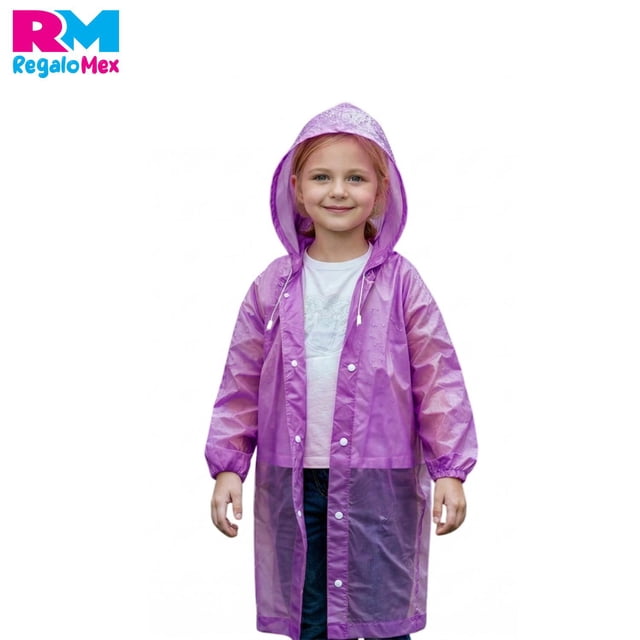 Impermeable Portátil Para Exteriores Poncho Para Niños 90 cm violeta Unitalla
