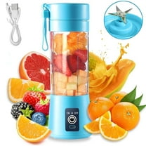 Personal Mini Blender , Portable Juicer USB Rechargeable Travel Smoothie Shake Cup, Blue, 380ml