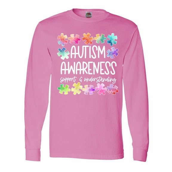 Inktastic Autism Awareness Support and Understanding Puzzle Pieces Long Sleeve T-Shirt