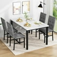 thumbnail image 5 of LinkRomat 5-Piece Marble Dining Table Set, Modern Kitchen Table and 4 Upholstered Grey PU Chairs for Dining Room, Dinette, Compact Space Saving Dining Furniture Set, Table Not Edging, 5 of 9