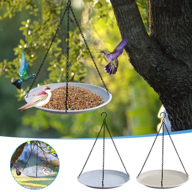 Bandeja colgante de alimentación para pájaros, gran estilo piscina de 22,5x23 cm, fácil mantenimiento, sin montaje, ventilación resistente al moho, observación de aves al aire libre apta para niños