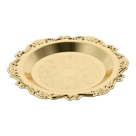 IBASETOY Small Round Tray Golden Iron Circular Tray Home Decor 1Pack