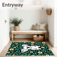thumbnail image 3 of ODIKA 2'x3' Machine Washable Non-Slip Area Rug, Enchanting Forest Koala Amidst Leafy Vines and Petal Bursts High Traffic Rug with Pad, Black, 640812, 3 of 8