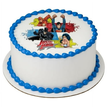 Justice League Team Unite Edible Cake Topper Image - 8" Round