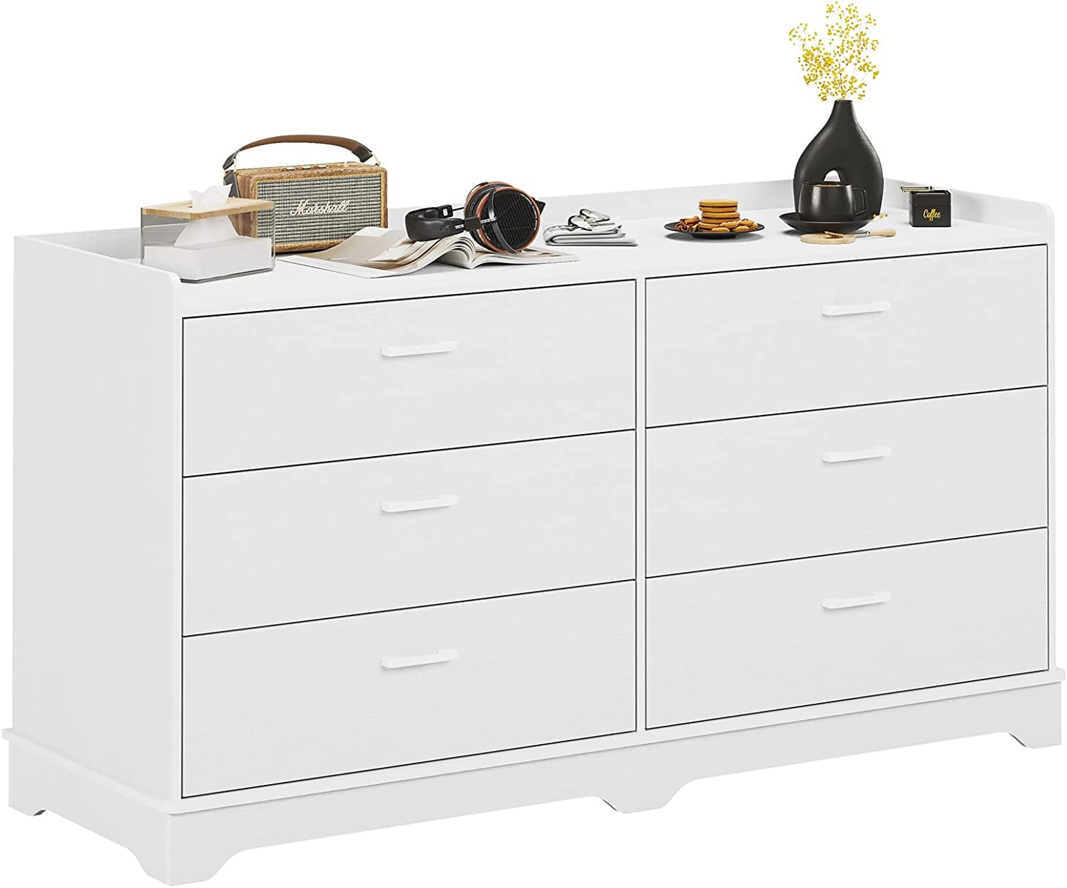 Hasuit 6 Drawers Dresser, Modern Storage Tower Dressers and Chests of Drawers, White