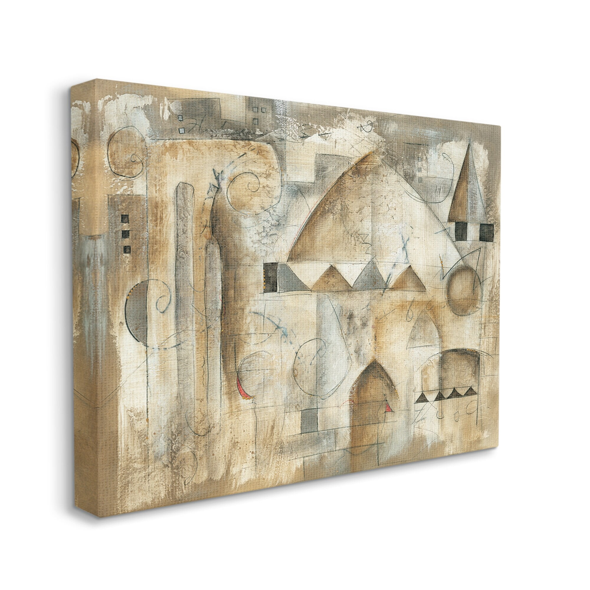 Stupell Industries Traditional Abstract City Architecture Triangular Shapes Brown Beige, 30 x 24,Design by Eric Waugh