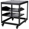 thumbnail image 1 of 10U Open Frame Server Rack, Free Stand or Wall Mount Network Rack with Lockable Wheels & 2Pcs 1U Vented Shelves, 23"-40" Adjustable Depth, for Networking, Servers, Audio, and Video Equipment, 1 of 1