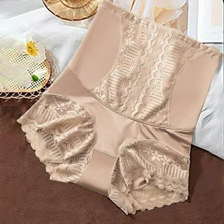 Underwear Women Panties Tummy Shapewear Panties for Women High Waisted Shaping Underwear Panties Body Shaper Lace Briefs Lightweight Breathable Lace Underpant Panty Briefs for Women Beige XXL