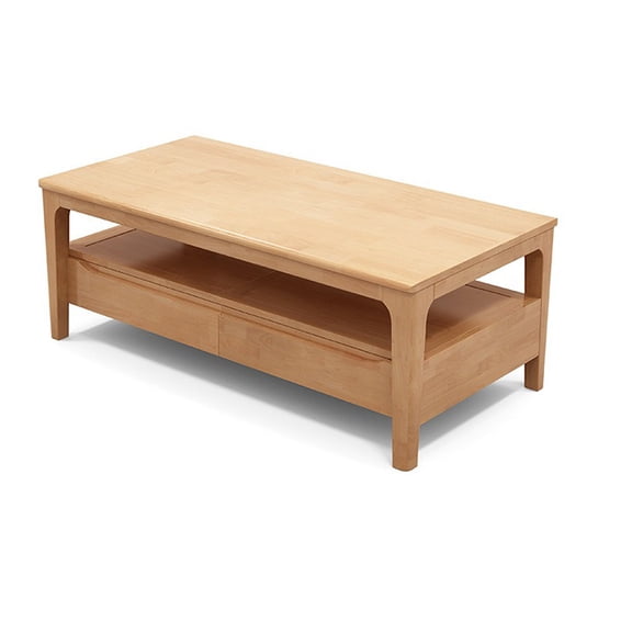Nordic style solid wood tea table with rectangular drawers for storage, square table for household living room, wooden tea table, small tea table for drinking tea