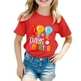 thumbnail image 1 of FhsagQ le 7 Juillet Garçon et Fille Mode Décontractée Imprimé Col Rond Ample Manches Courtes T-Shirt Haut Petites Filles le 7 Juillet T-Shirts 7/8 Printemps Rouge 5-6 Ans, 1 of 4