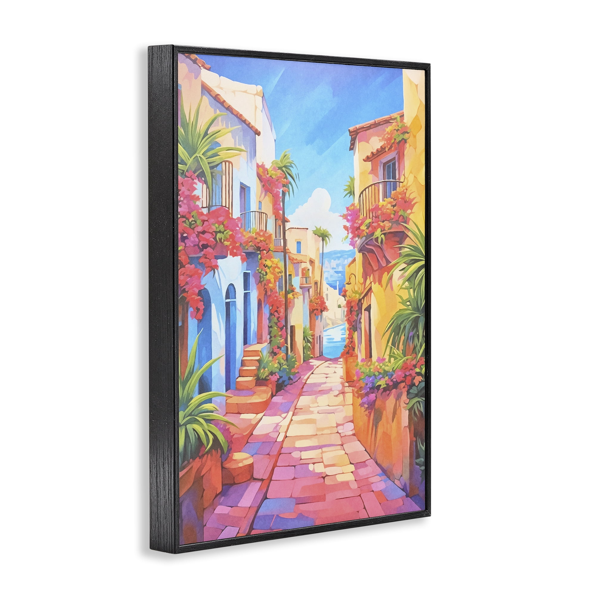 Stupell Industries Mediterranean Moments Scene Scenery Painting Black Framed Art Print Wall Art, 16 x 24