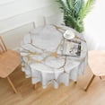 thumbnail image 6 of White Marble Round Tablecloth 60 Inch White and Golden Table Cloth Waterproof Fabric Farmhouse Abstract Tablecloths Decorative for Holiday Party Picnic, 6 of 6