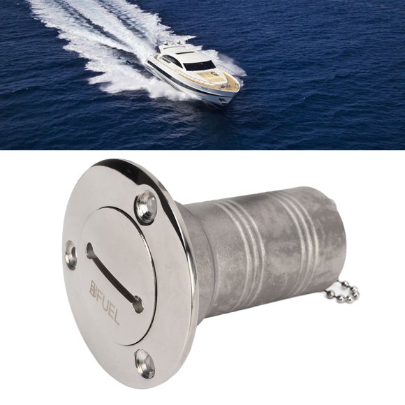 1.5 Inch Deck Filler Cover, 316 Stainless Steel Hardware with Key Water Deck Fuel Filler Angled Neck for Marine Yacht Ship