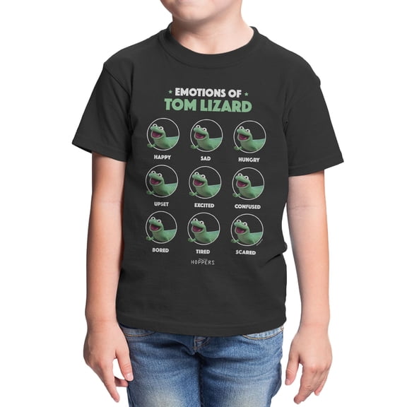 Disney Pixar Hoppers Emotion Of Tom Lizard Youth T Shirt (Black, XS-XL)