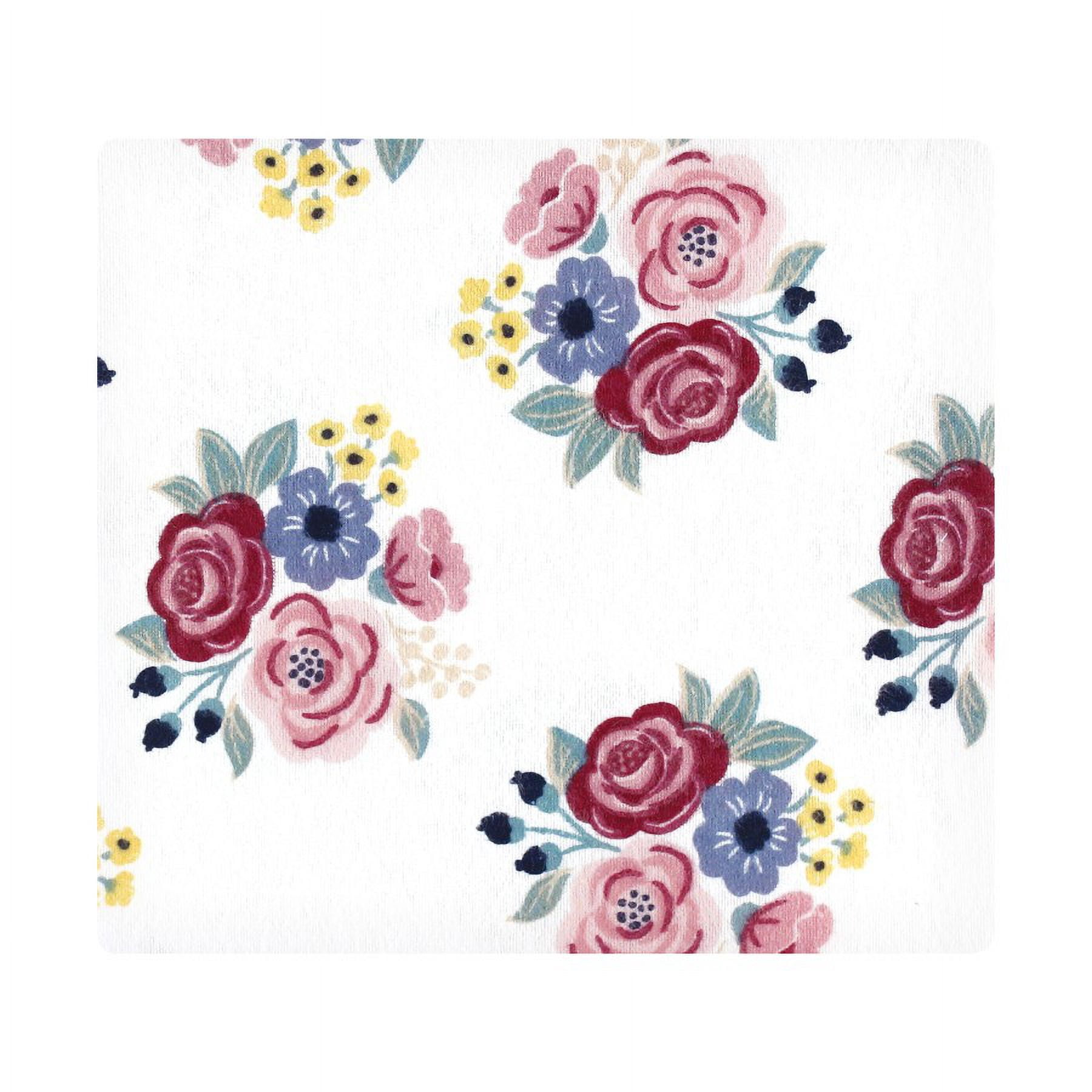 Hudson Baby Infant Girl Cotton Flannel Receiving Blankets, Blush Navy Floral, One Size