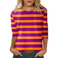 thumbnail image 1 of PMUYBHF T-Shirt à Manches 3/4 Imprimé Joyeuses Fêtes pour Femmes, Col Rond, Blouse 4615 TTG, 1 of 5