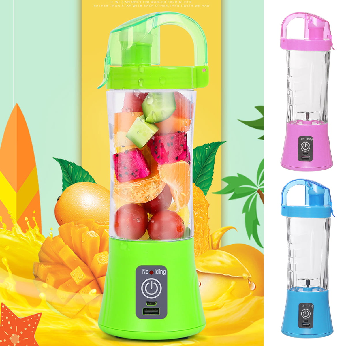 HK 380ml Rechargeable USB Juicer Cup Portable Blender Fruit Mixing