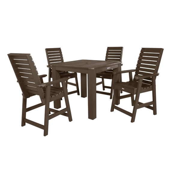 Highwood's 42" x 42" Square 5-pc Weatherly Dining Set - Counter Height, Outdoor, Eco-friendly, Synthetic Wood
