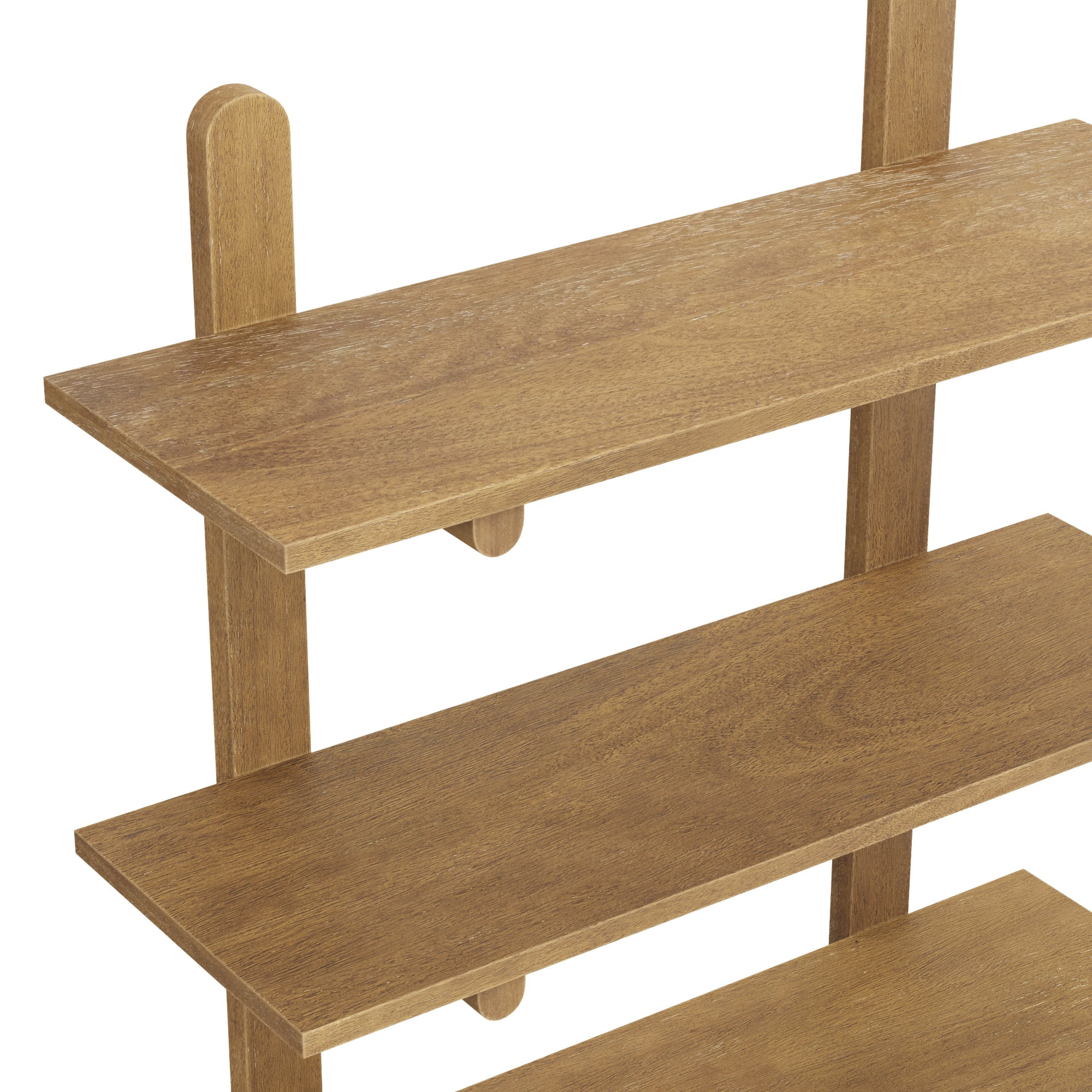 Nathan James Frankie Mid Century 3-Tier Wall Mounted Wood Shelf, Modular Wall Shelving with Solid Wood Support Frame, Light Brown