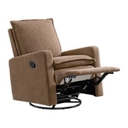 Soho Baby Coventry Upholstered Glider Recliner Rocking Chair 360° Swivel for Nursery and Living Room – Boucle Teddy Brown